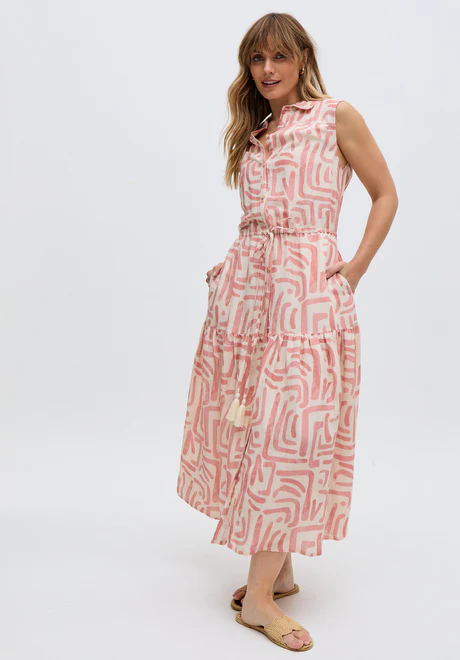 Multi-layered printed maxi skirt
