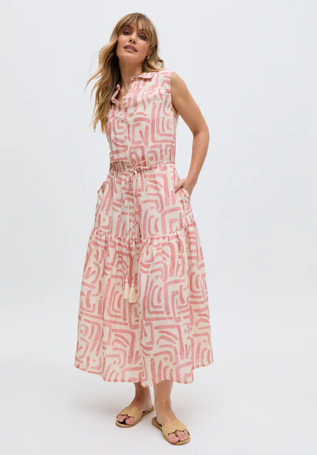 Multi-layered printed maxi skirt