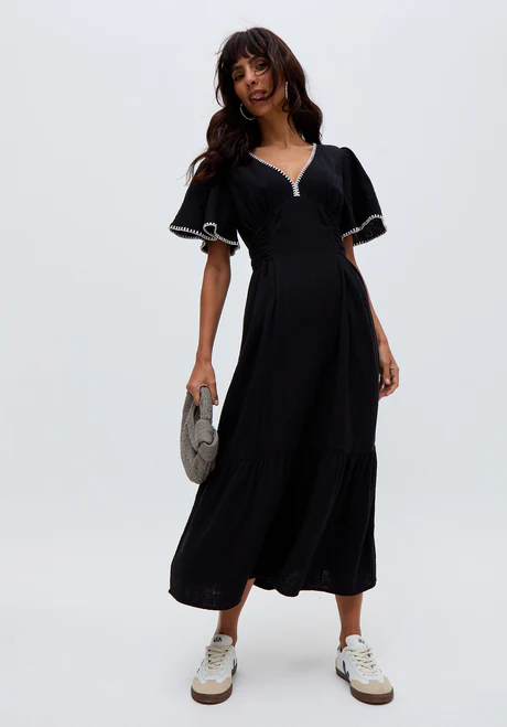 tie-front midi dress